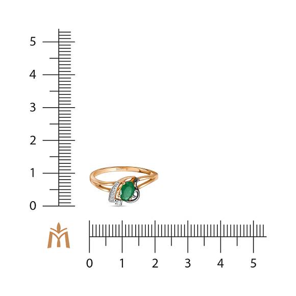 Кольцо с бриллиантами и изумрудом R4150-D-GR00100-DIEM - Фото 2