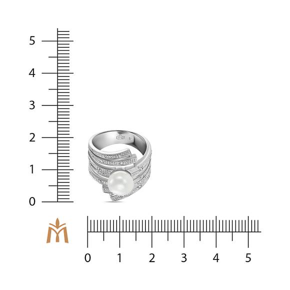 Кольцо с жемчугом и фианитами R4150-S-LRKTR0120PR - Фото 2