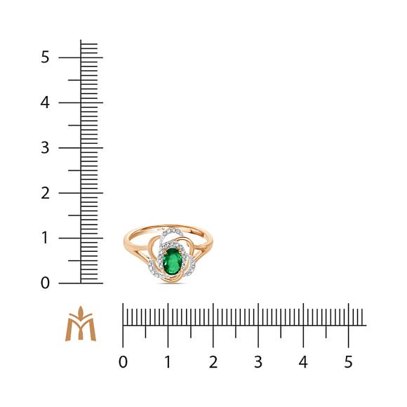 Кольцо с бриллиантами и изумрудом R4178-R50393A094-R17 - Фото 2