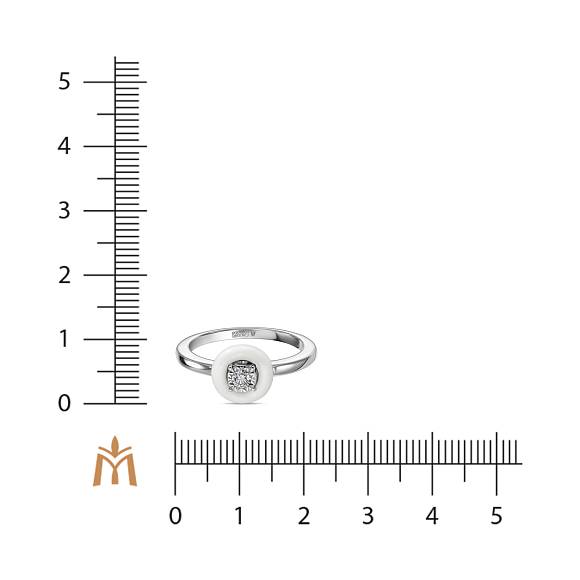 Кольцо с керамикой и бриллиантом R132-CE000035AW - Фото 2