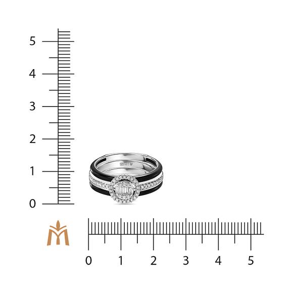 Кольцо с керамикой и бриллиантами R132-CR000039PB - Фото 4
