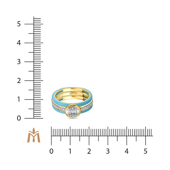 Кольцо с керамикой и бриллиантами R132-CR000045RBLU - Фото 4