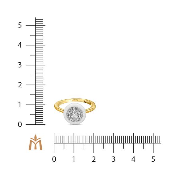 Кольцо с керамикой и бриллиантами R132-CSR00004AW - Фото 2