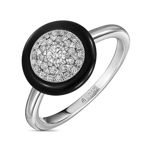 Кольцо с керамикой и бриллиантами R132-CSR00004PB - Фото 1