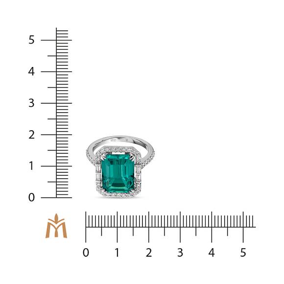 Кольцо с выращенным бриллиантом и гидротермальными изумрудами R01-MLN0669ES - Фото 2