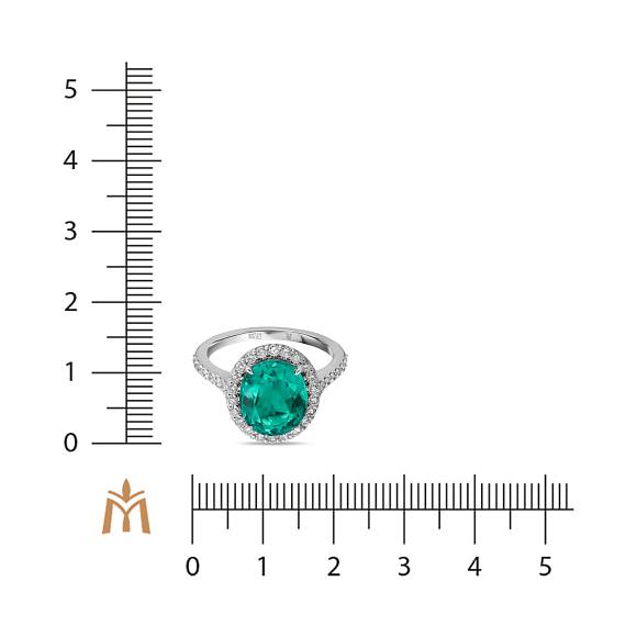Кольцо с выращенным бриллиантом и гидротермальным изумрудом R01-MLN0673ES - Фото 2