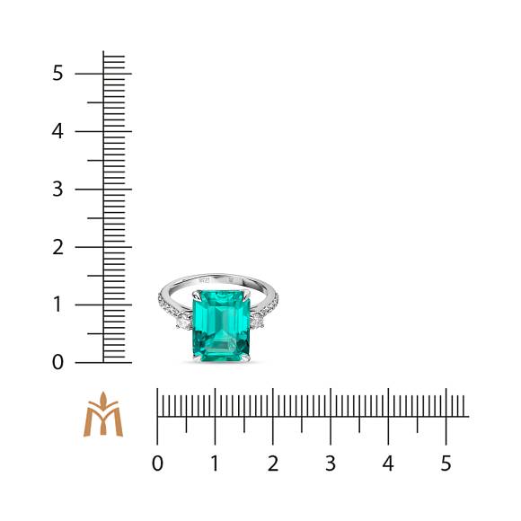 Кольцо с выращенным бриллиантом и гидротермальными изумрудами R01-MLN0670ES - Фото 2