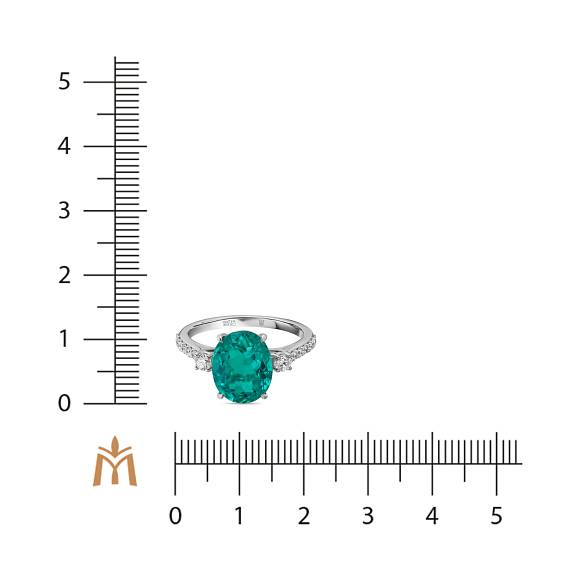 Кольцо с выращенным бриллиантом и гидротермальным изумрудом R01-MLN0674ES - Фото 2