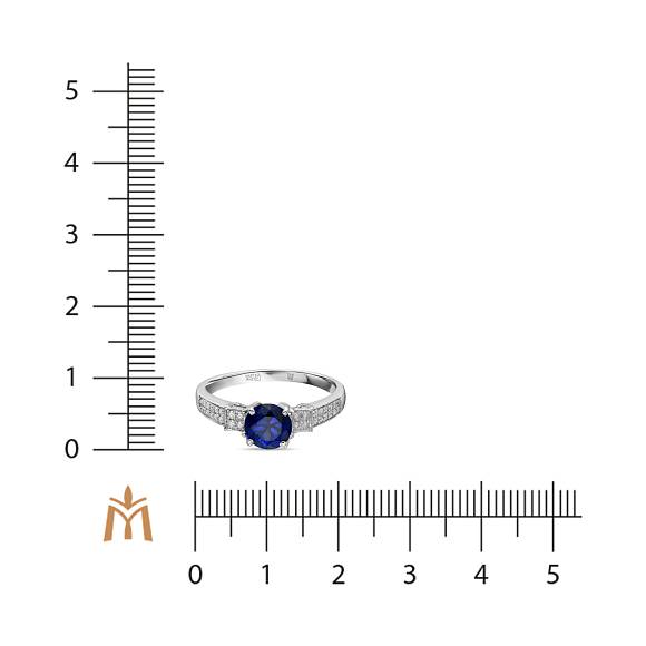 Кольцо с бриллиантами и гидротермальным сапфиром R4160-88170Y-1 - Фото 3