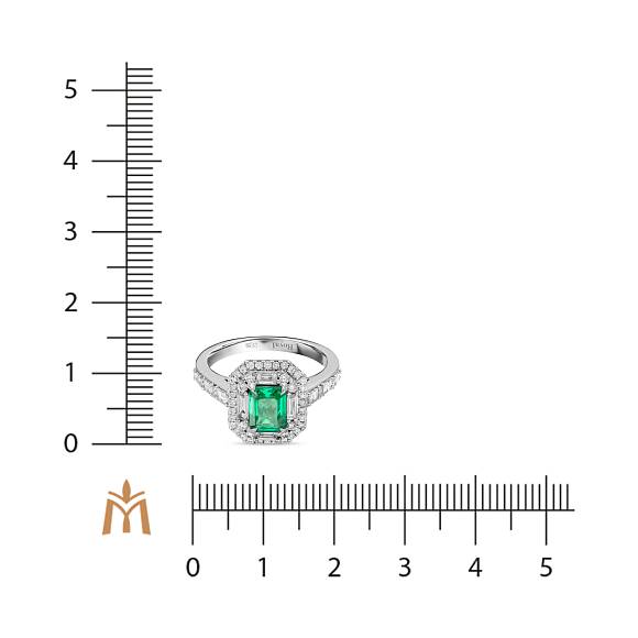 Кольцо с бриллиантами и изумрудом R4192-SA2876R-W - Фото 2