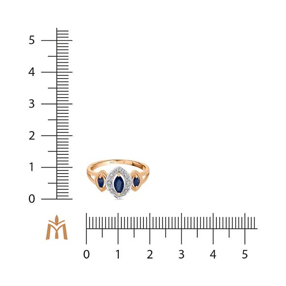 Кольцо с бриллиантами и сапфирами R131-R4309-SA - Фото 2