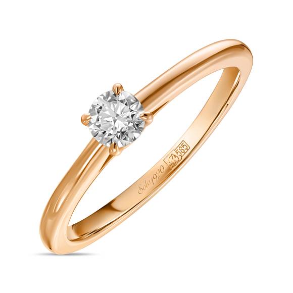 Тонкое золотое кольцо с бриллиантом R01-SOL38-025-G2 - Фото 1