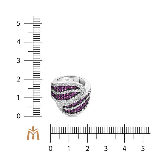 Кольцо с синтетическим рубином и фианитами R185-QRGBE00124 - Фото 2