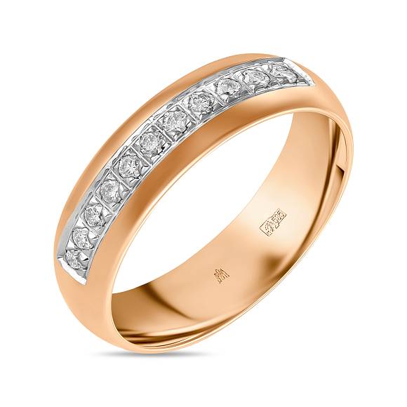 Обручальное кольцо из золота с 11 бриллиантами R2026-6055353005 - Фото 1