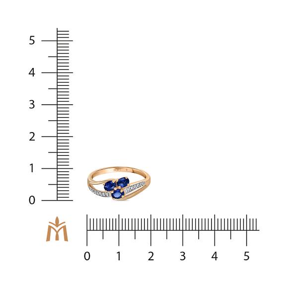 Кольцо с выращенным сапфиром и фианитами R4150-C-27417S-CIN - Фото 2