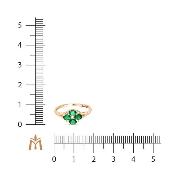 Кольцо с бриллиантами и изумрудами R4150-D-6107E - Фото 2