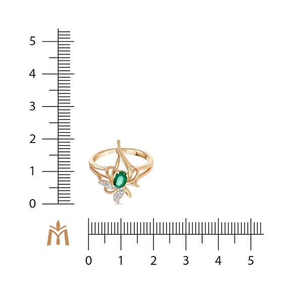 Кольцо с бриллиантами и изумрудом R4150-D-46659E - Фото 2