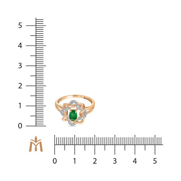 Кольцо с бриллиантами и изумрудом R4150-D-51053EM - Фото 2