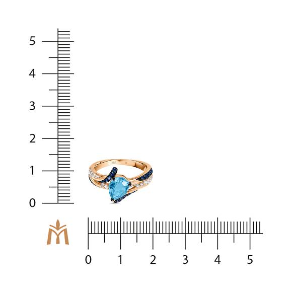 Кольцо с топазом, бриллиантами и сапфирами R4150-D-SR3504DIGEM0 - Фото 2