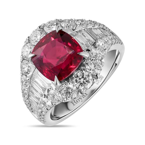 Кольцо с бриллиантами и рубином R4192-SA1487R-300 - Фото 1