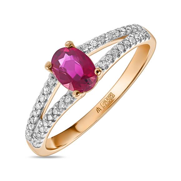 Кольцо с бриллиантами и облагороженным рубином R01-0349RO - Фото 1