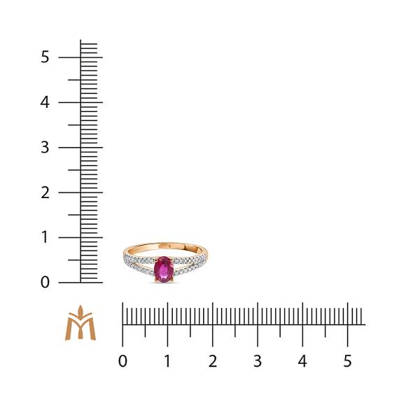 Кольцо с бриллиантами и облагороженным рубином R01-0349RO - Фото 2