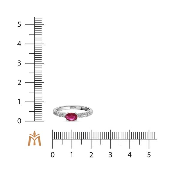 Кольцо с бриллиантами и рубином R01-0531RU - Фото 2