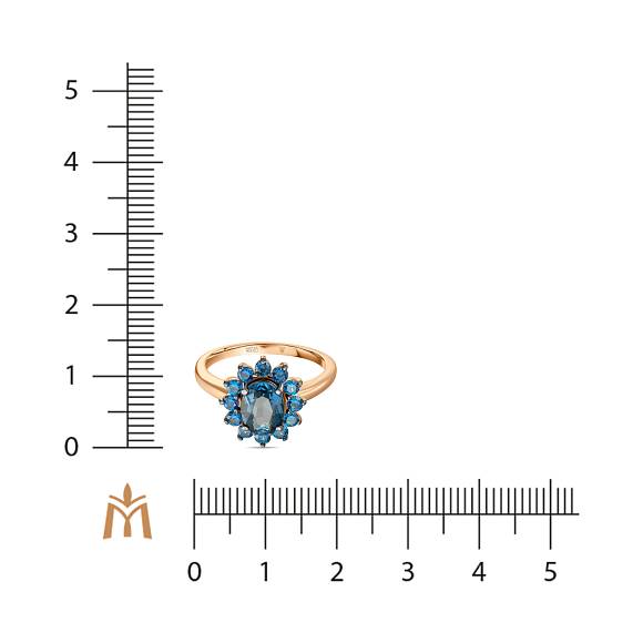 Кольцо с лондон топазом и фианитами R01-33896-LB - Фото 2