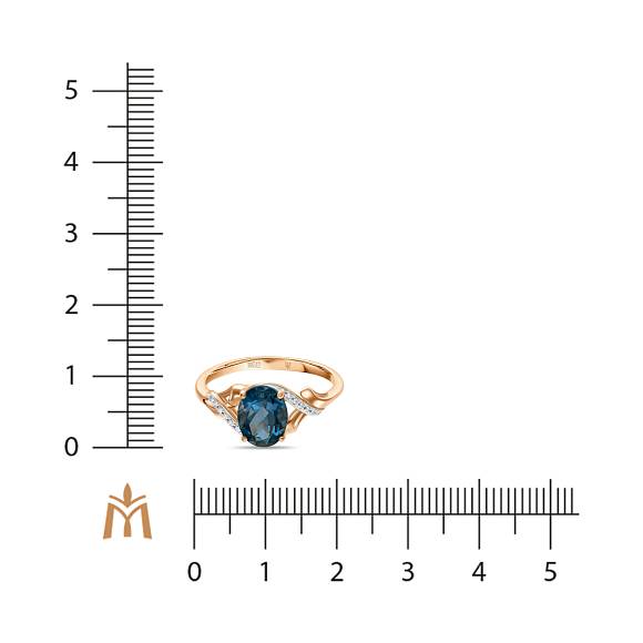 Кольцо с бриллиантами и лондон топазом R01-34220-LB - Фото 2