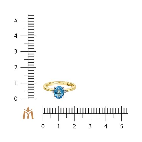 Кольцо с топазом и бриллиантами R01-34910-BT - Фото 2