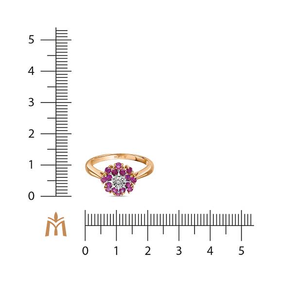 Кольцо с бриллиантом и рубинами R01-35418-RU - Фото 2