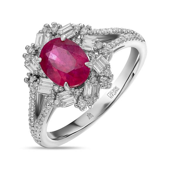 Кольцо с бриллиантами и облагороженным рубином R01-EMP-0239RO - Фото 1