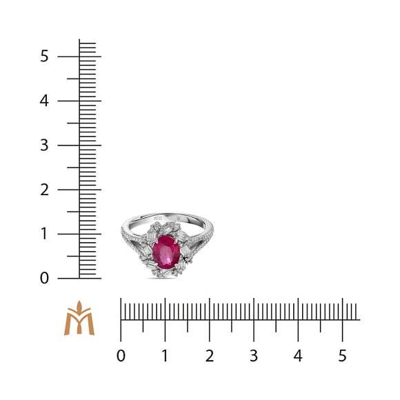 Кольцо с бриллиантами и облагороженным рубином R01-EMP-0239RO - Фото 2