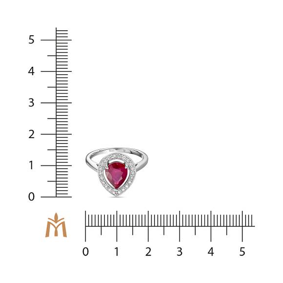 Кольцо с бриллиантами и облагороженным рубином R01-EMP-0242RO - Фото 2
