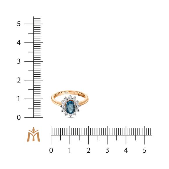 Кольцо с бриллиантами и лондон топазом R01-L-35016-LB - Фото 2