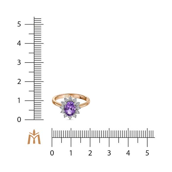 Кольцо с аметистом и бриллиантами R01-L-35019-AM - Фото 2