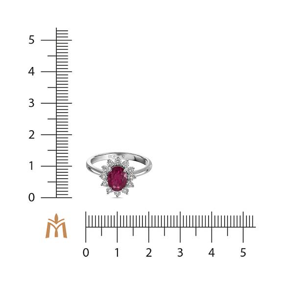 Кольцо с бриллиантами и облагороженным рубином R01-L-35019-RO - Фото 2
