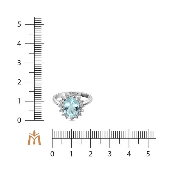 Кольцо с аквамарином и бриллиантами R01-L-35023-AQ - Фото 2