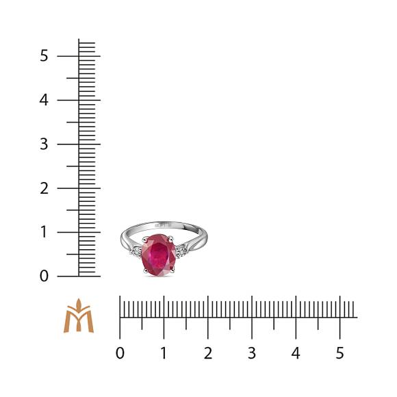 Кольцо с бриллиантами и облагороженным рубином R01-L-35072-RO - Фото 2