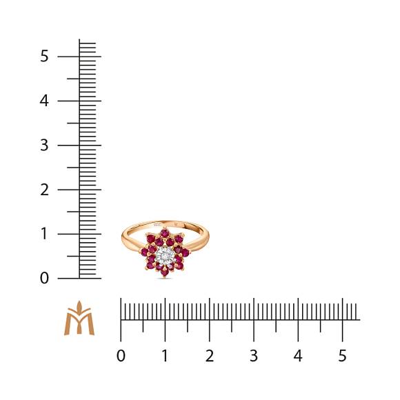 Кольцо с бриллиантом и рубинами R01-L-PL-35552-RU - Фото 2