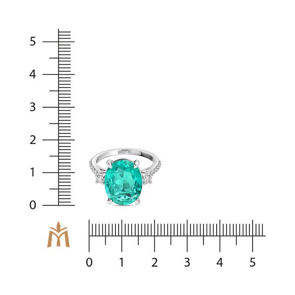 Кольцо с выращенным бриллиантом и гидротермальным изумрудом R01-MLN0696ES - Фото 2