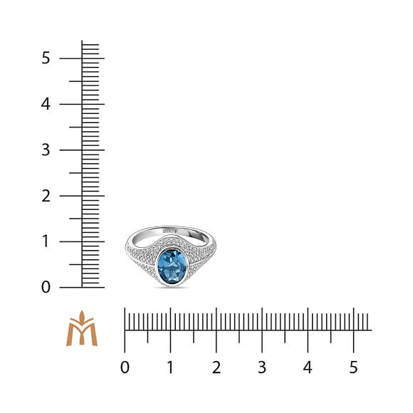 Кольцо с бриллиантами и лондон топазом R108-193XA05392-LTP - Фото 2