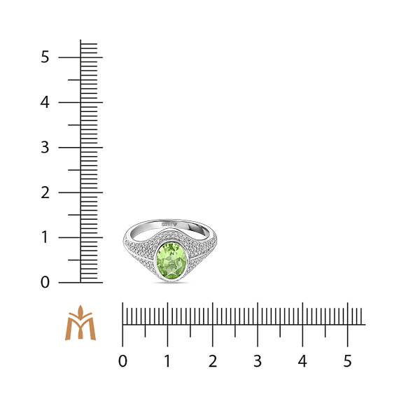 Кольцо с бриллиантами и перидотом R108-193XA05392-PD - Фото 2