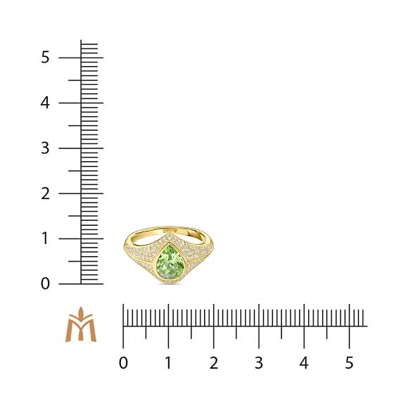 Кольцо с бриллиантами и перидотом R108-193XA05395-PD - Фото 2