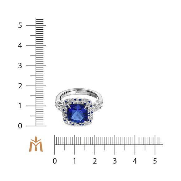 Кольцо с бриллиантами, сапфирами и танзанитом R2018-RL-0082 - Фото 3