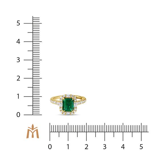 Кольцо с бриллиантами и изумрудом R4192-SA1808R-200Y - Фото 2