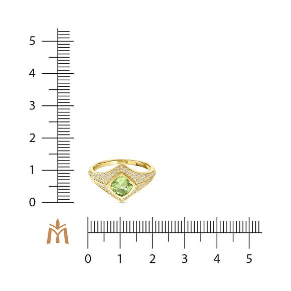 Кольцо с бриллиантами и перидотом R108-193XA05394-PD - Фото 3