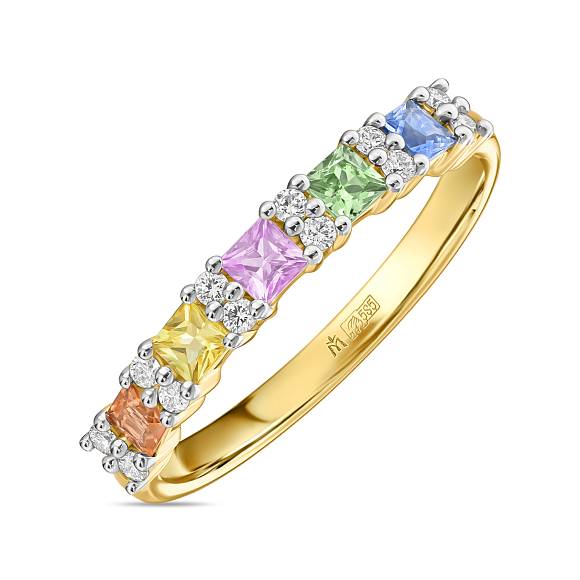 Кольцо с бриллиантами и цветными сапфирами R755-FST-0032 - Фото 1