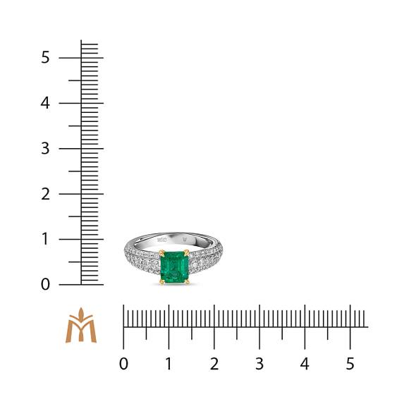 Кольцо с бриллиантами и изумрудом R01-RL-0939EM - Фото 2