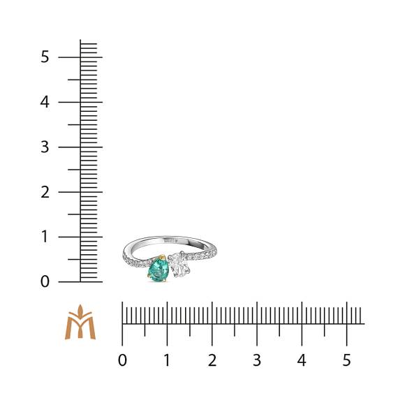 Кольцо с бриллиантами и изумрудом R01-0912EM - Фото 2